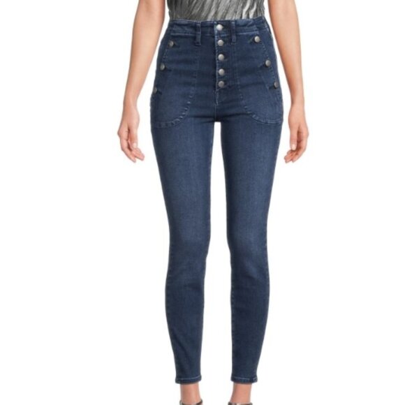 7 For All Mankind Portia Mid Rise Button Fly Skinny Jeans – Frida – Size 25 – NW - Picture 1 of 3